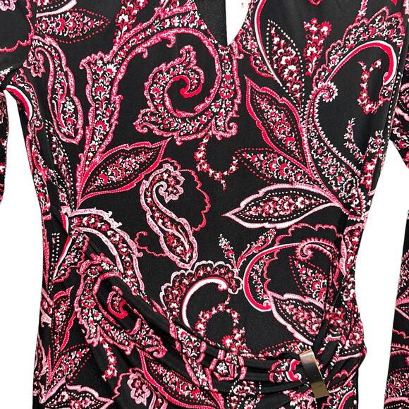 Thalia Sodi Black With Pink Floral Paisely Design Dress XS - Picture 4 of 5